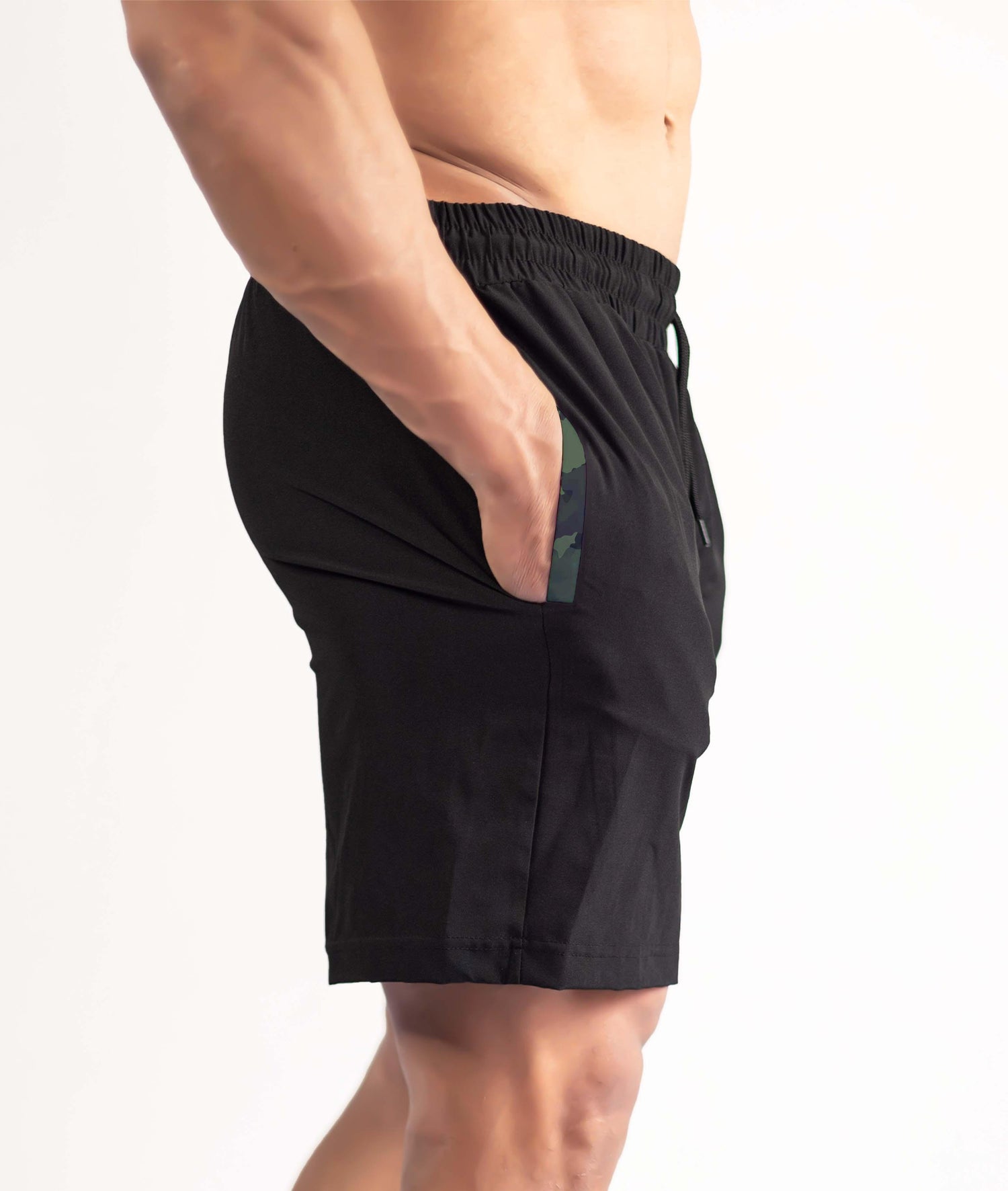 2-in-1 Compression Shorts with phone pocket: Military Camo - GymX