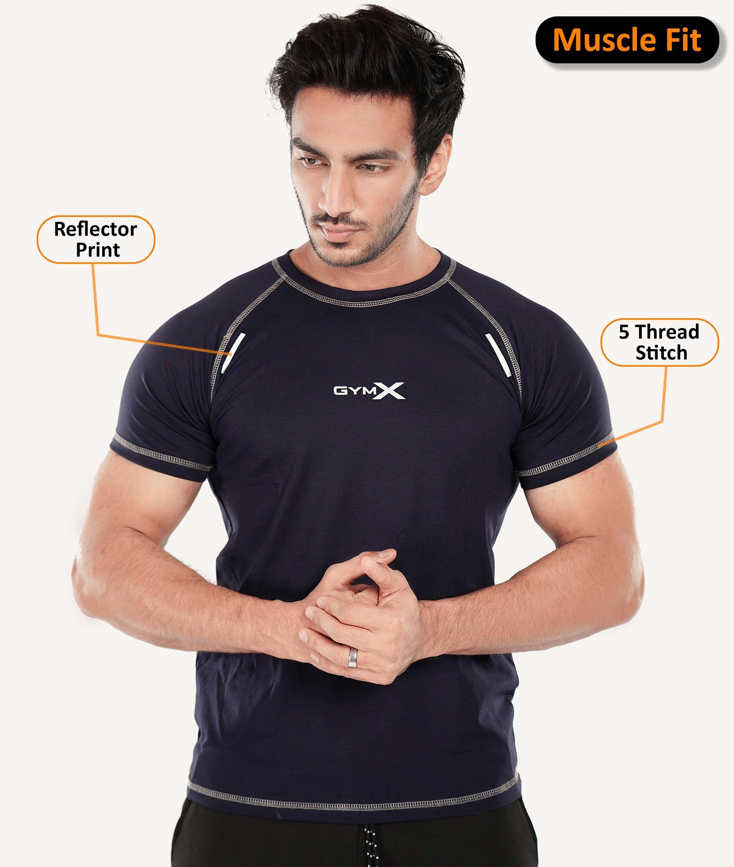 Flex Cotton GymX Tee: Navy blue - Sale - GymX