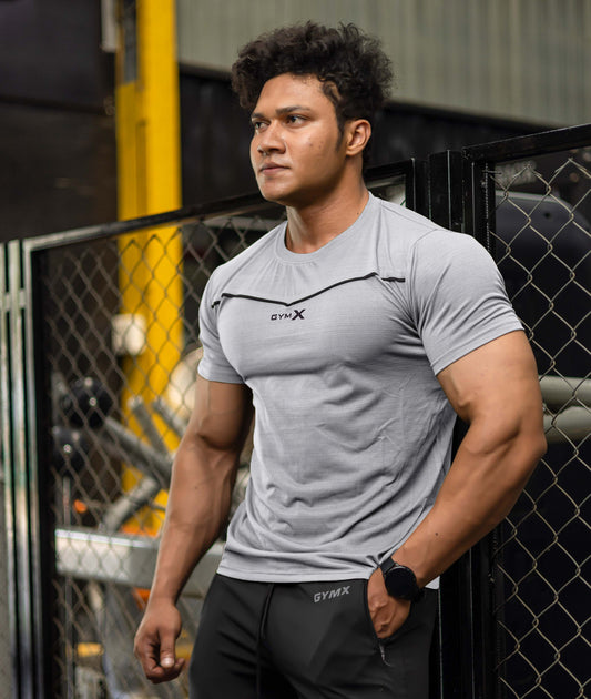 Blade Half Sleeve GymX Tee: Steel Grey