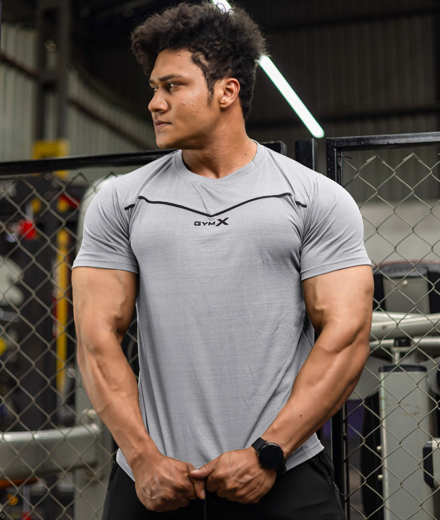 Blade Half Sleeve GymX Tee: Steel Grey