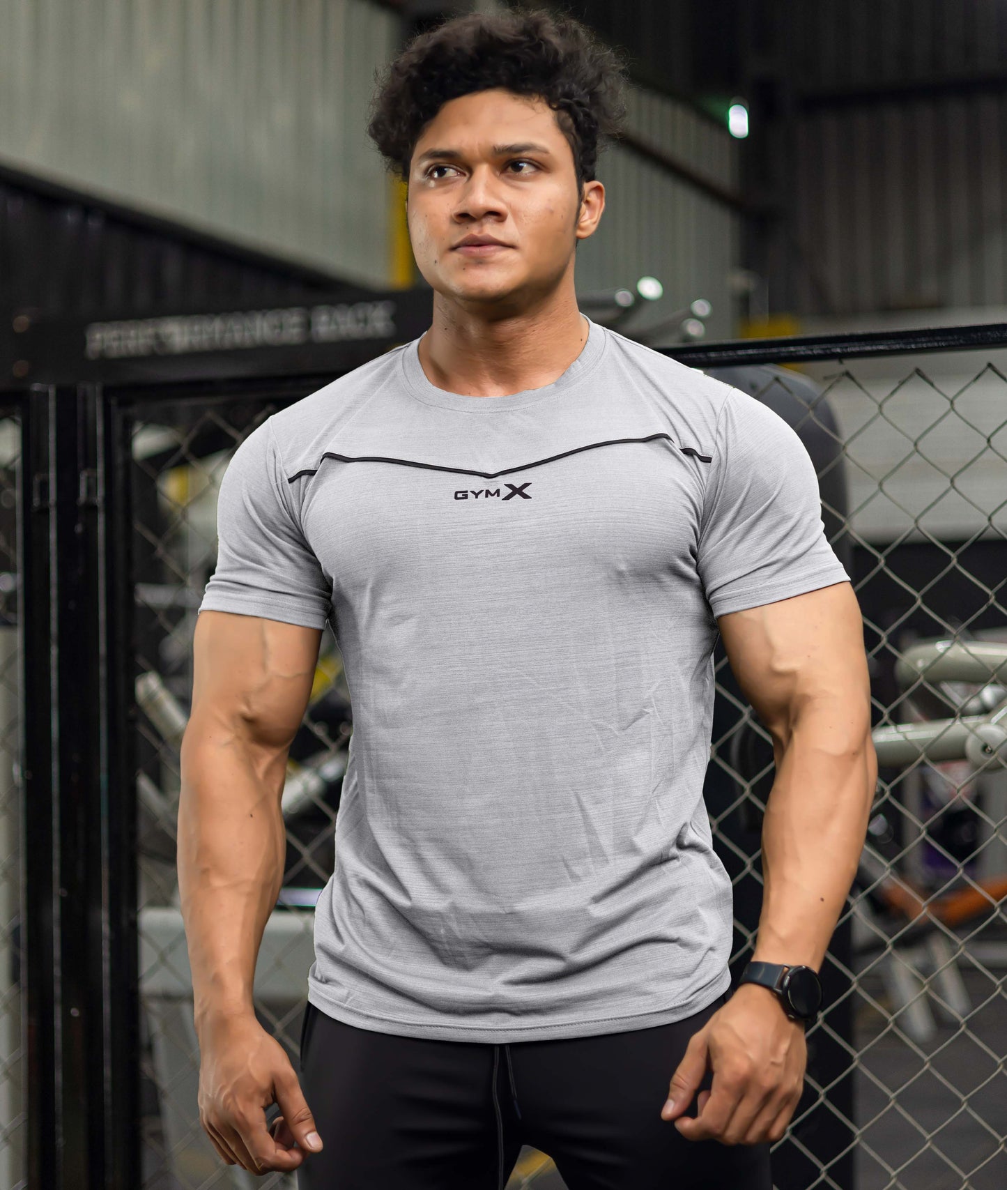 Blade Half Sleeve GymX Tee: Steel Grey