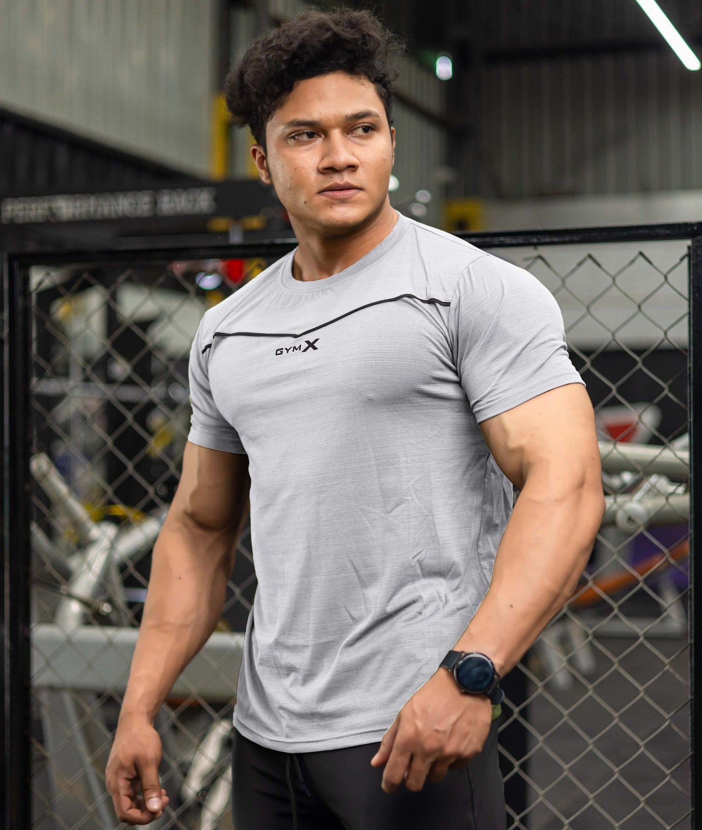 Blade Half Sleeve GymX Tee: Steel Grey