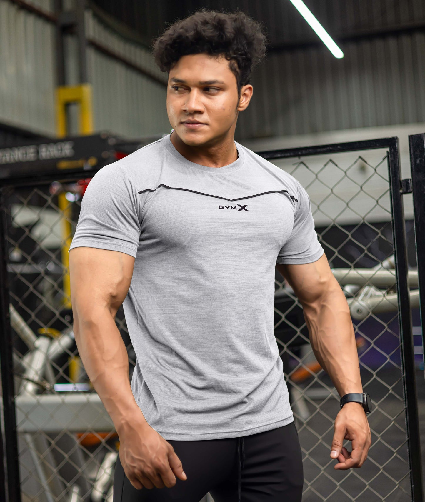 Blade Half Sleeve GymX Tee: Steel Grey