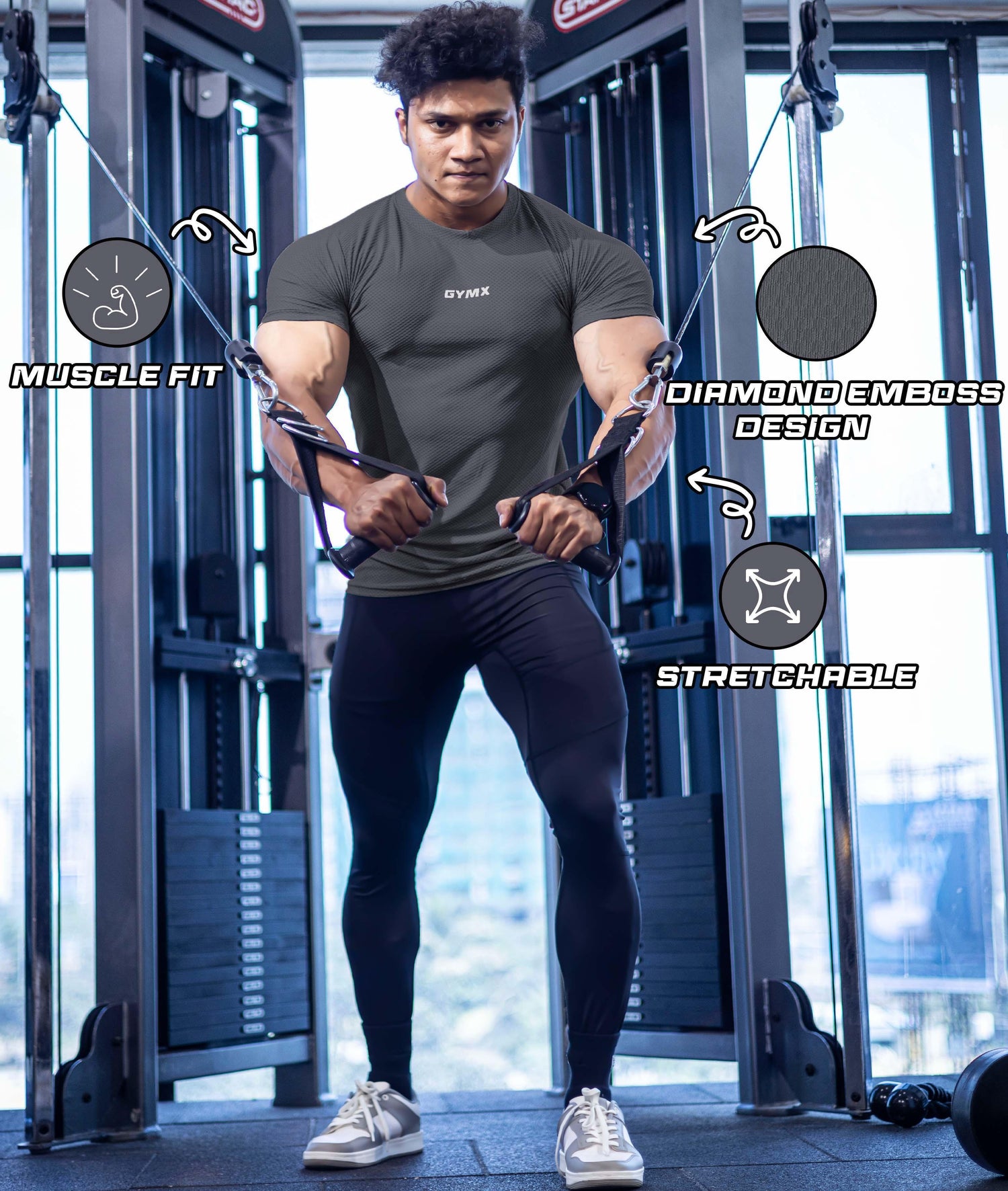 Diamond Cut GymX Tee: Shadow Grey - GymX