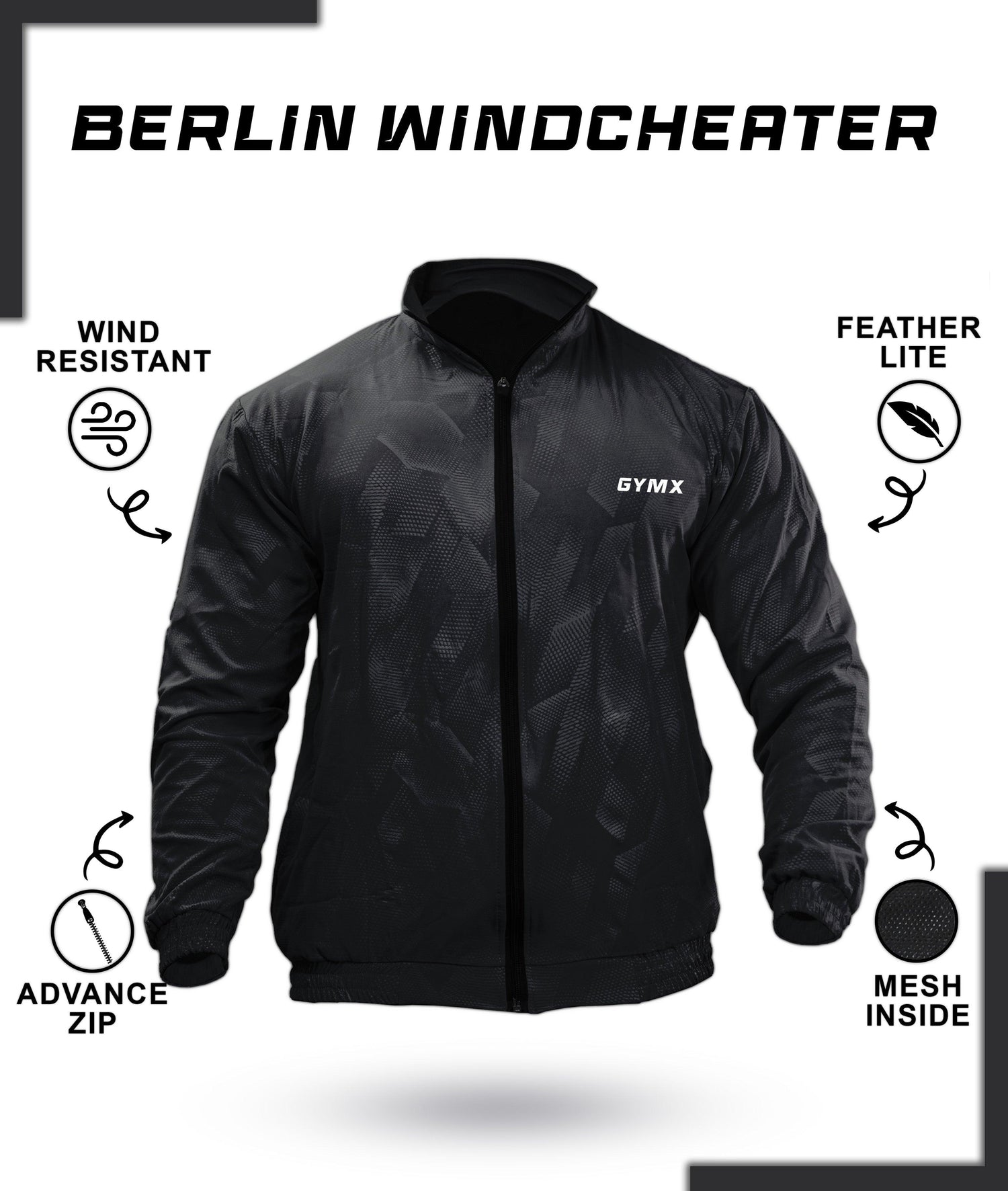 Berlin Camo Windcheater: Black - GymX