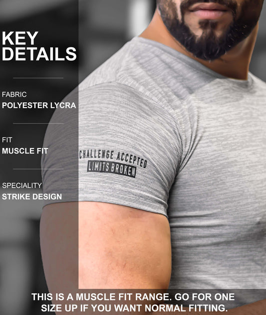 Strike GymX Tee: Ash Grey- Challenge Accepted