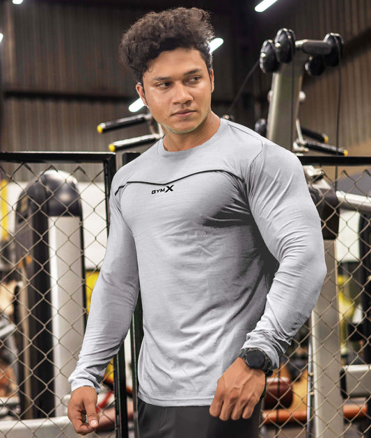 Blade Full Sleeve GymX Tee: Steel Grey