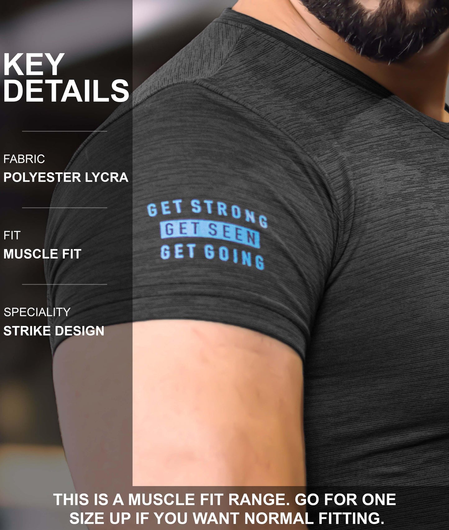 Strike GymX Tee: Dark Grey- Get Strong