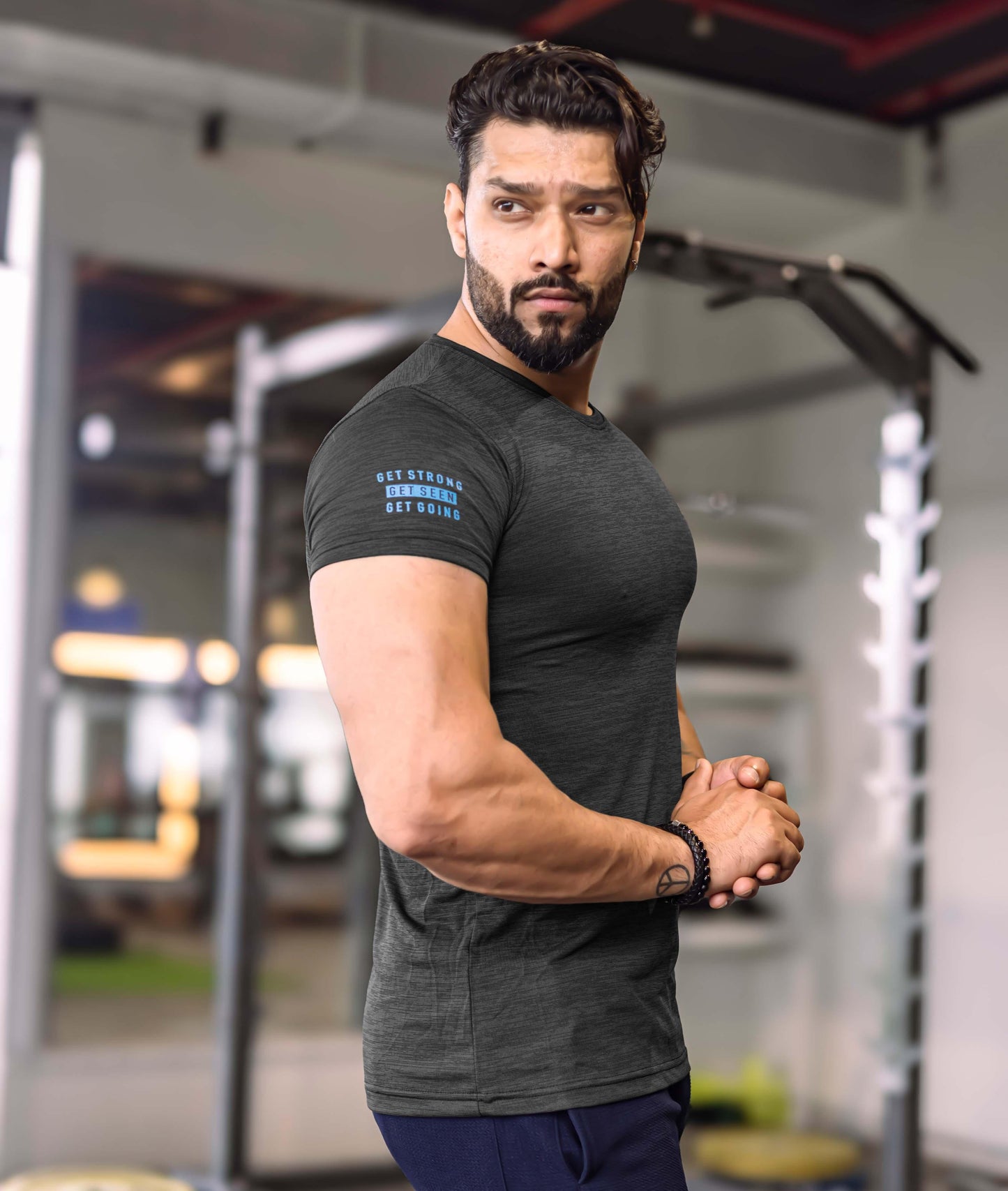 Strike GymX Tee: Dark Grey- Get Strong