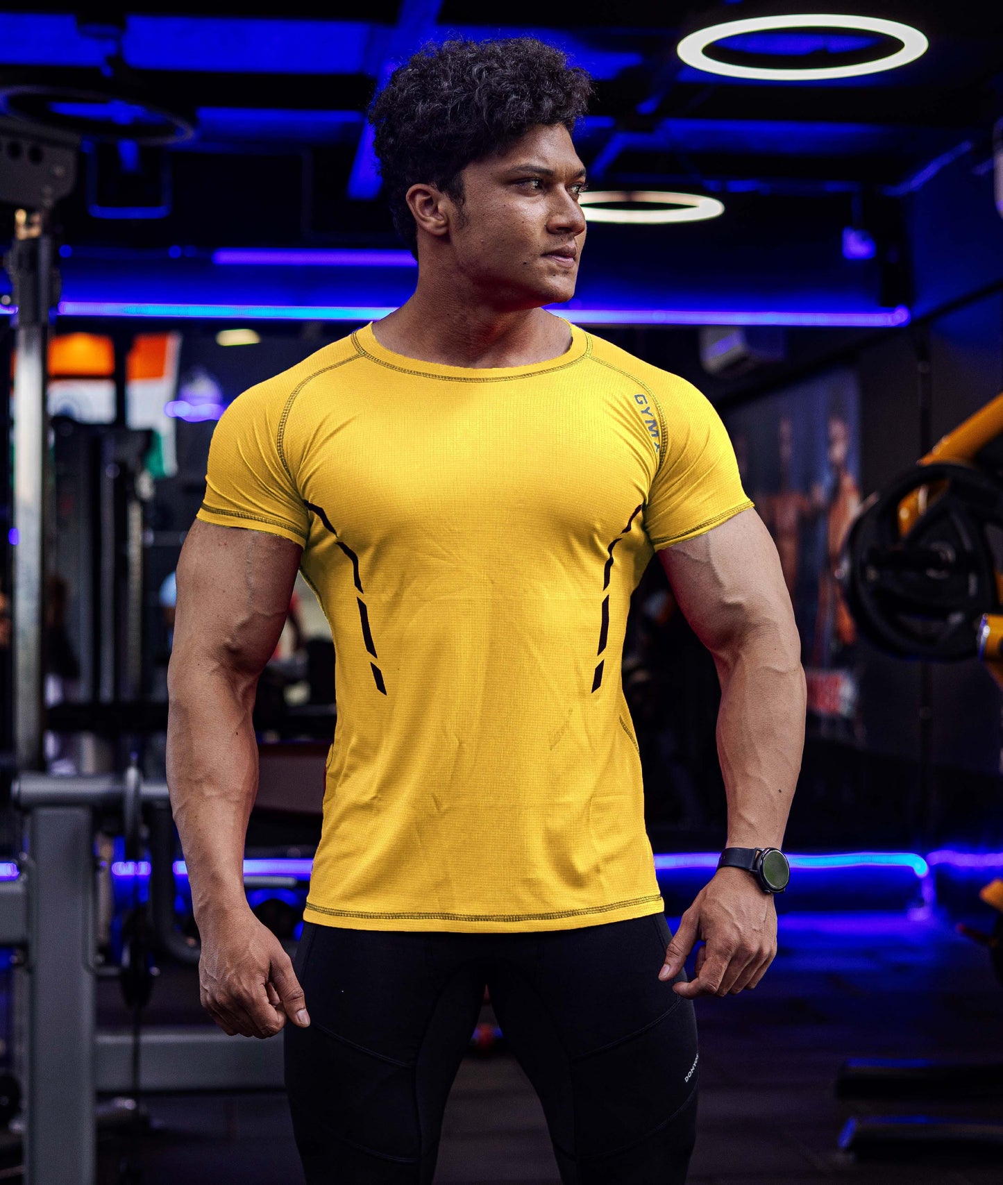 Buy GymX Super Hero Yellow tee for Gym, Workout, Fitness, Running and  Sports. Polyester Fabric (Medium, m) at