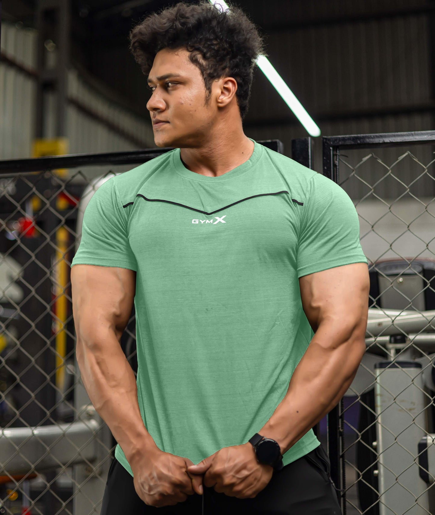 Blade Half Sleeve GymX Tee: Aqua Green