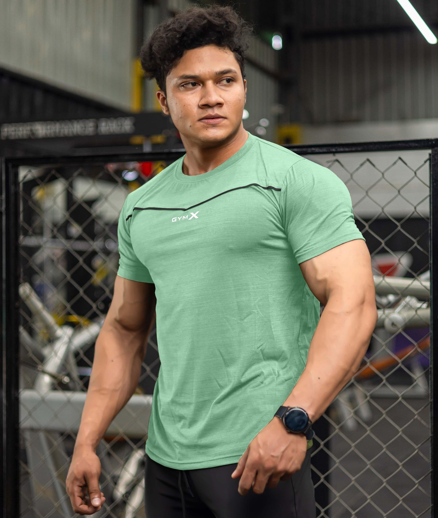 Blade Half Sleeve GymX Tee: Aqua Green