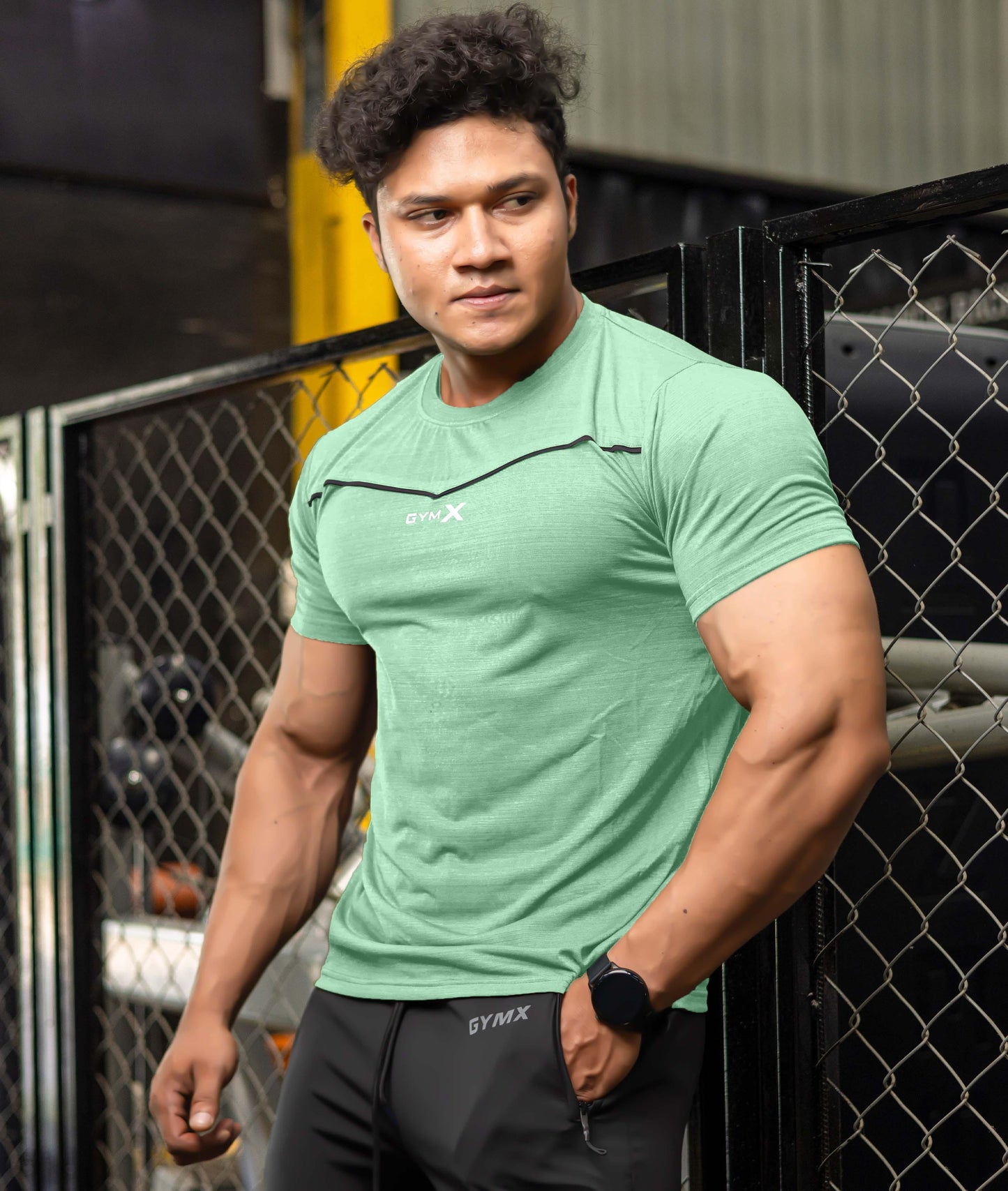 Blade Half Sleeve GymX Tee: Aqua Green