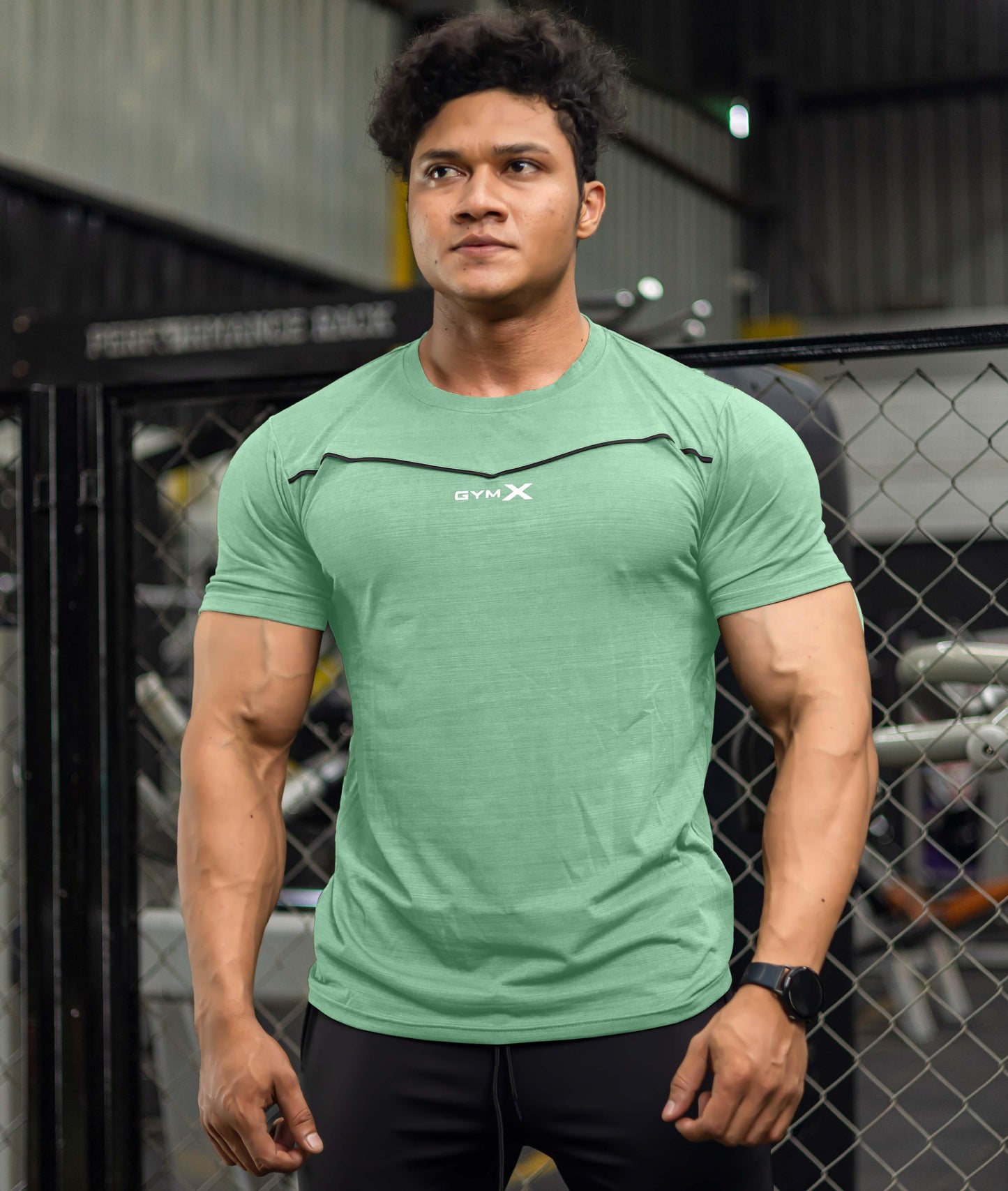 Blade Half Sleeve GymX Tee: Aqua Green