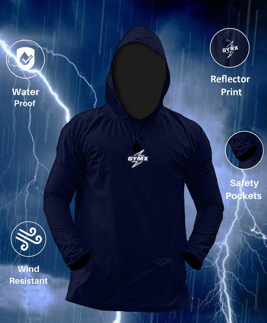 Storm Waterproof Jacket 2.0- Night Blue (with rainproof phone pockets) - GymX