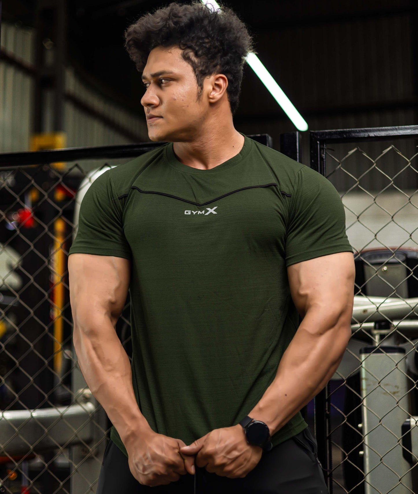 Blade Half Sleeve GymX Tee: Army Green