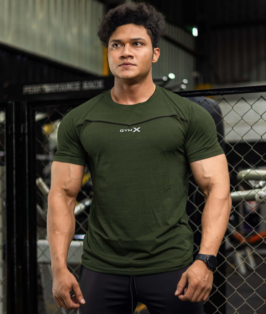 Blade Half Sleeve GymX Tee: Army Green