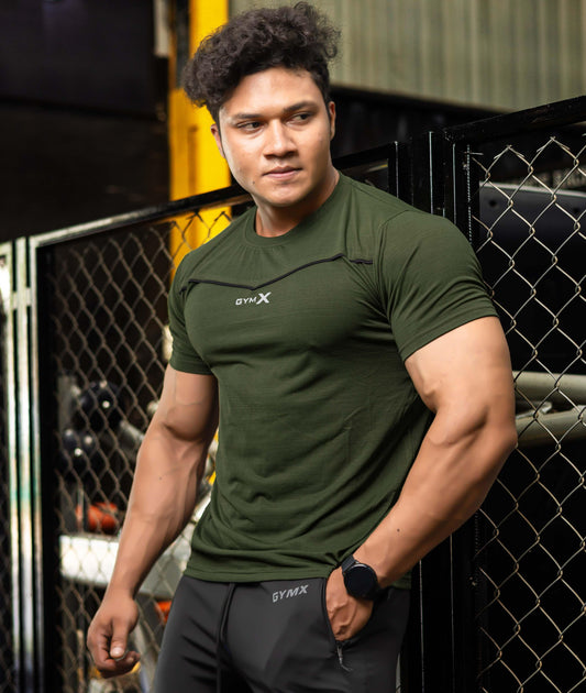 Blade Half Sleeve GymX Tee: Army Green