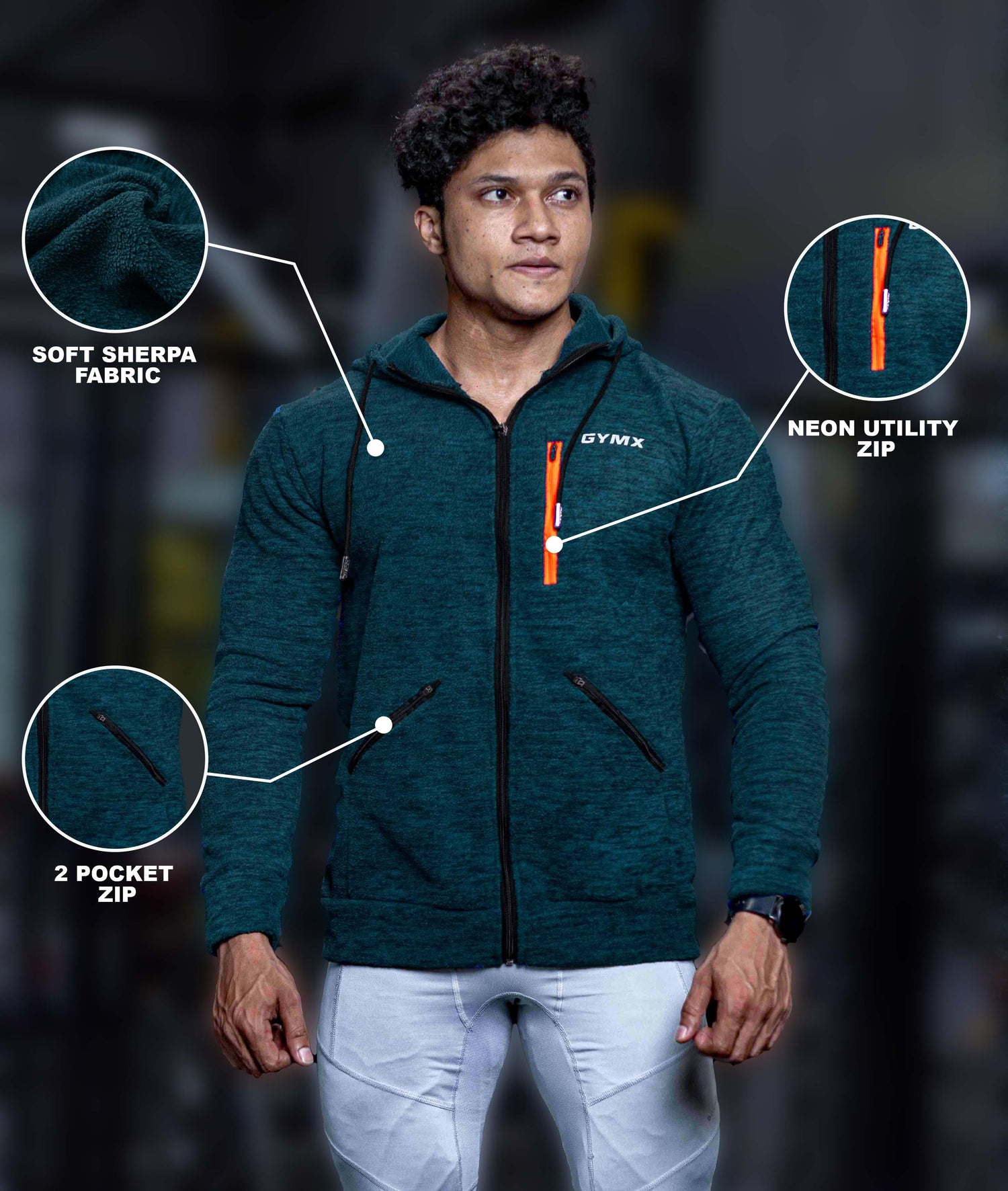 Sherpa Fleece Fluffy GymX Hoodie- Teal Green - GymX