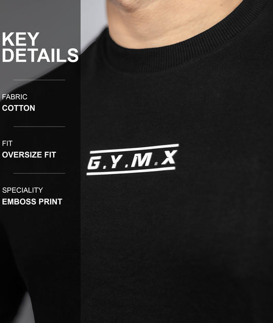 Emboss Oversize GymX Tee: Black