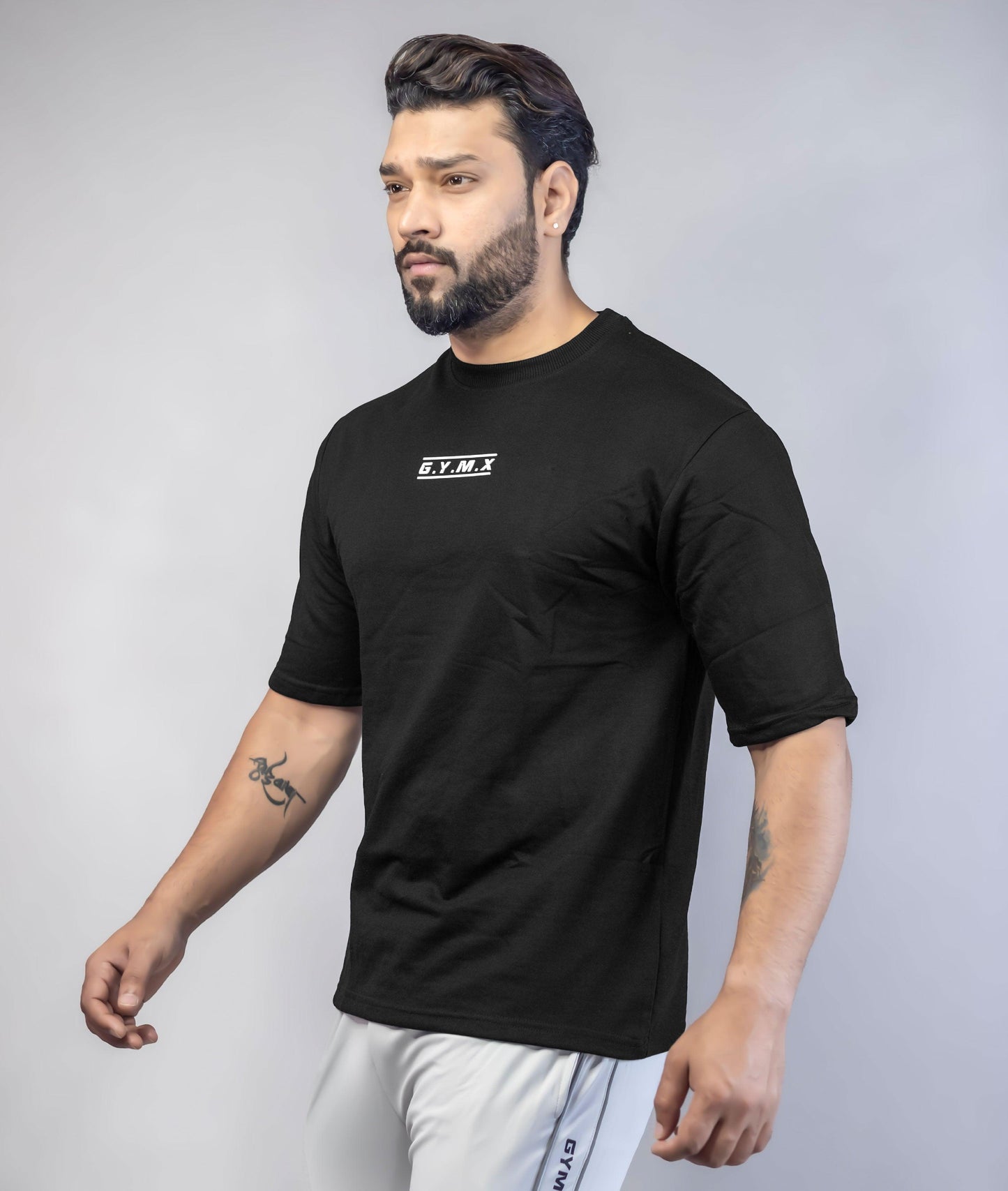 Emboss Oversize GymX Tee: Black