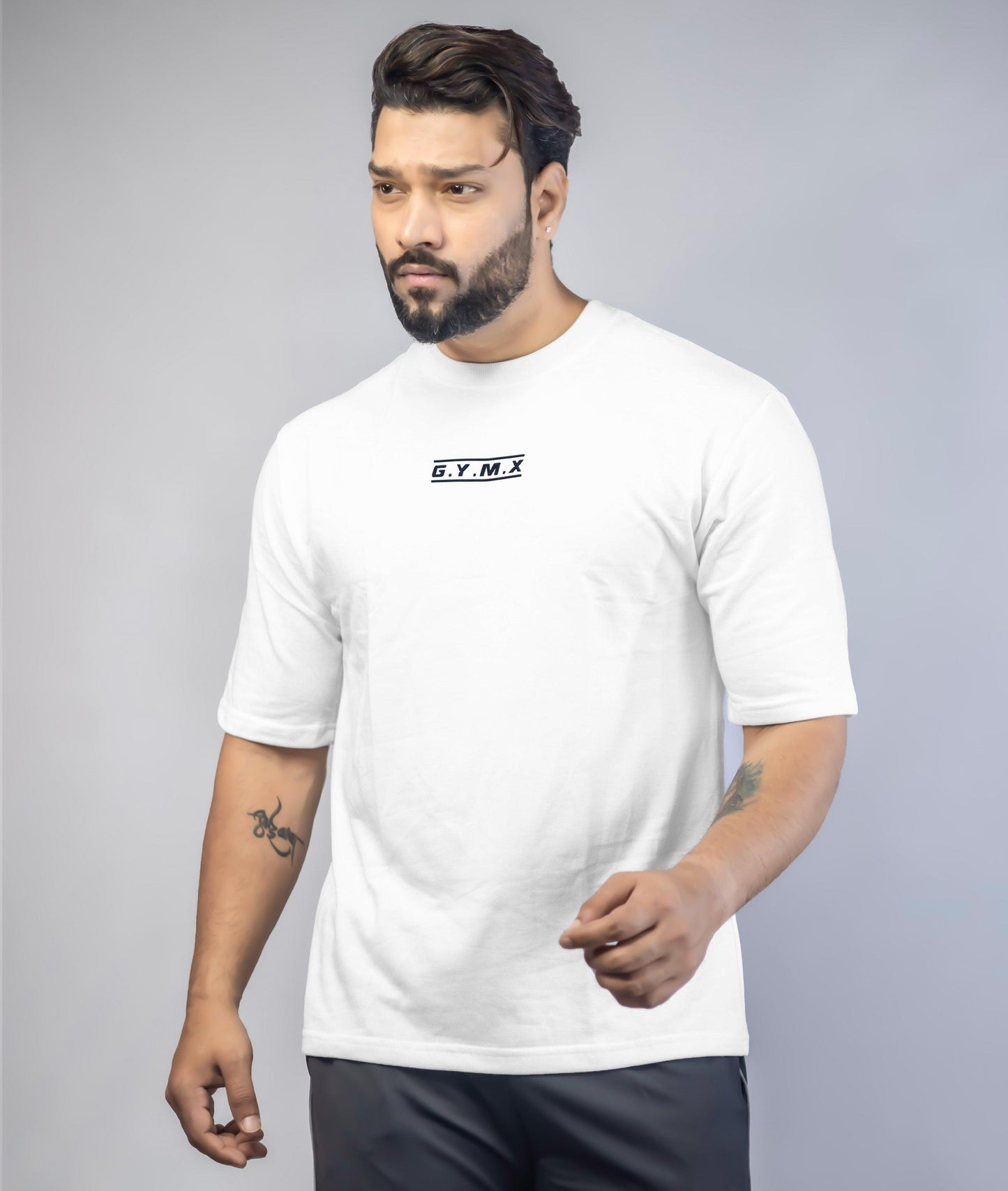 Emboss Oversize GymX Tee: White