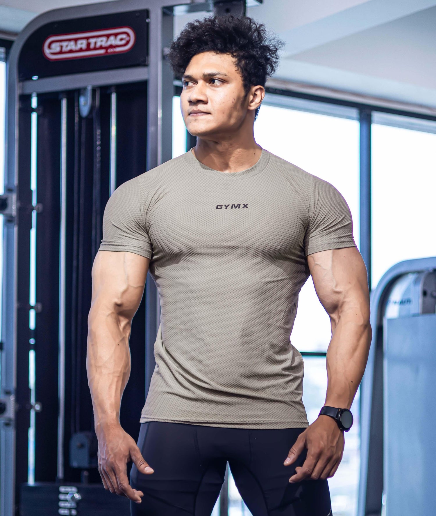 Diamond Cut GymX Tee: Beige - GymX