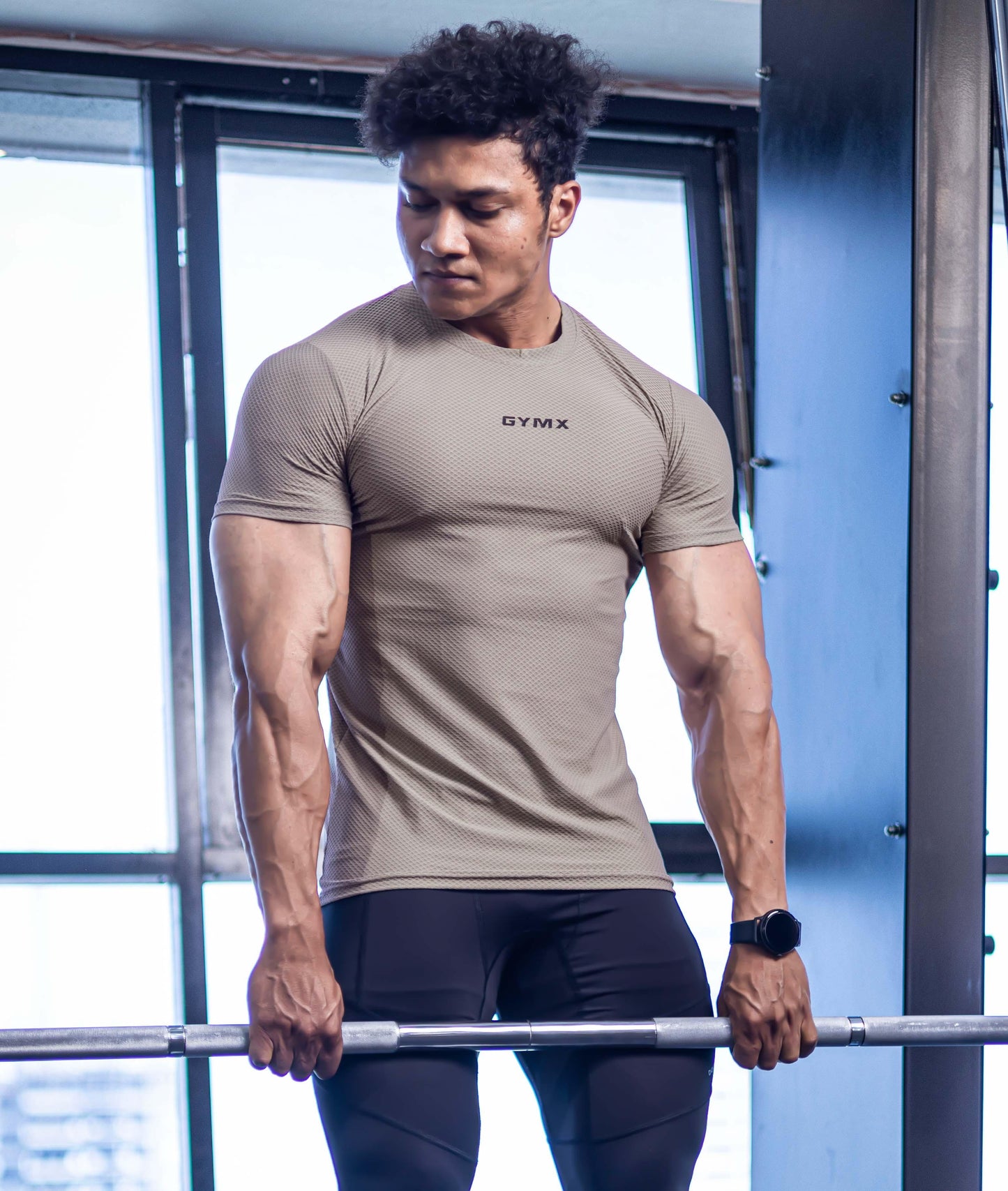 Diamond Cut GymX Tee: Beige - GymX