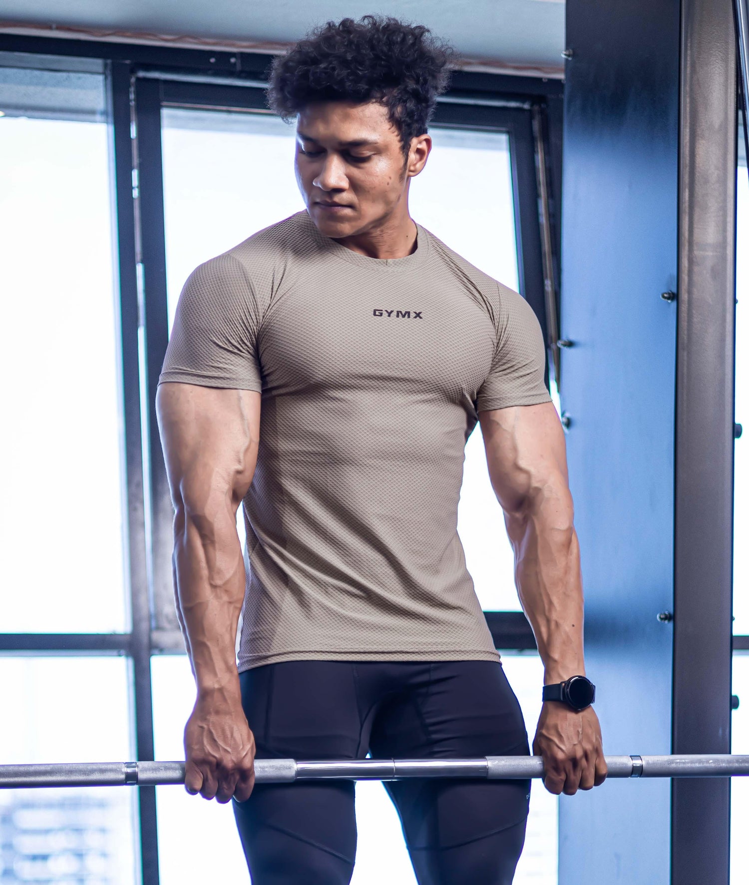 Diamond Cut GymX Tee: Beige - GymX