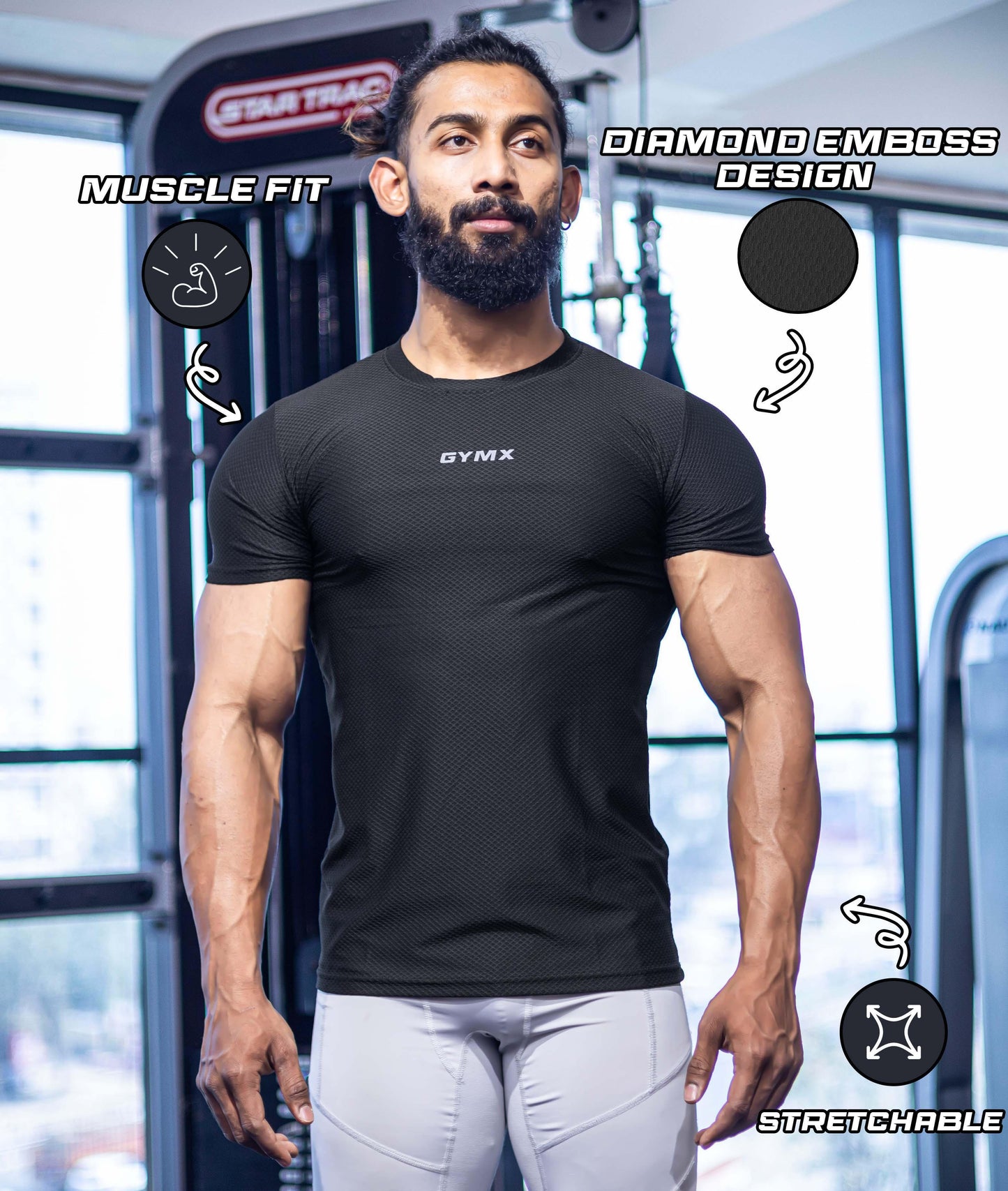 Diamond Cut GymX Tee: Black - GymX