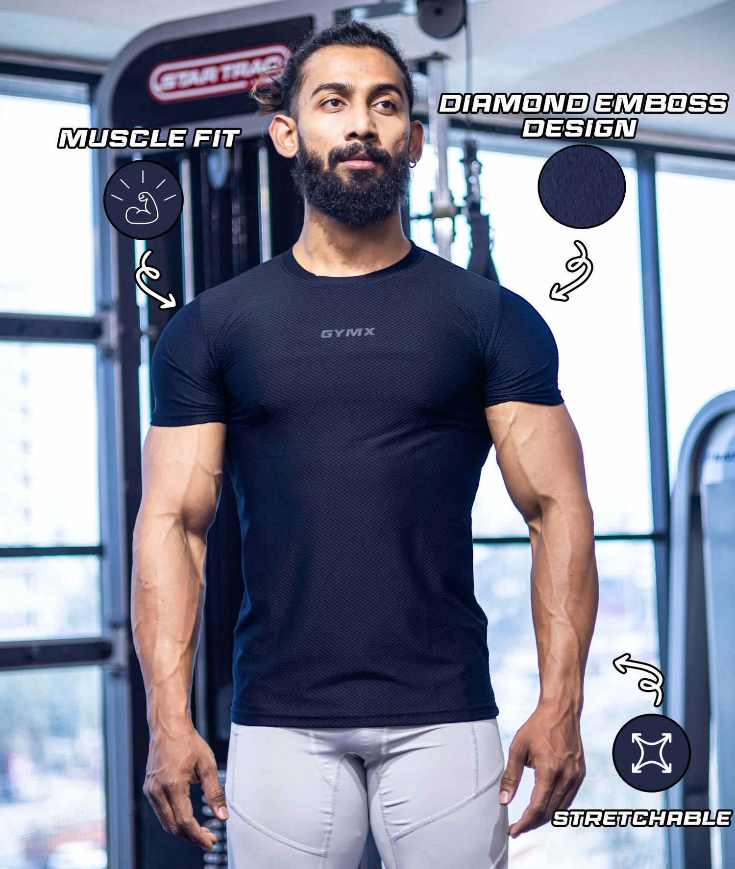 Diamond Cut GymX Tee: Night Blue - GymX