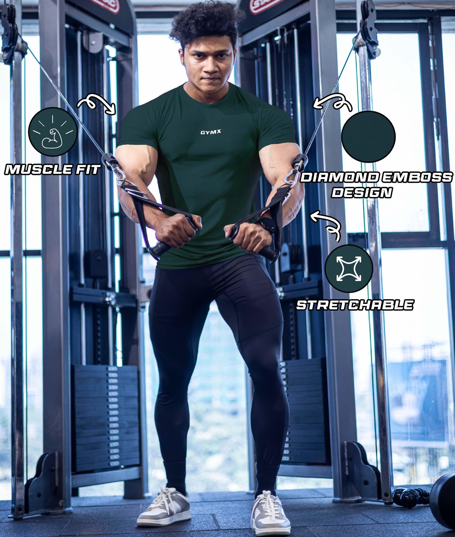 Diamond Cut GymX Tee: Emerald Green - GymX