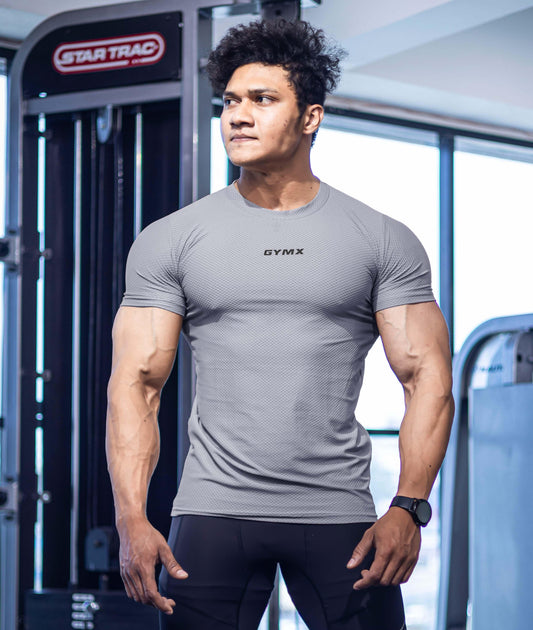 Diamond Cut GymX Tee: Heather Grey - GymX