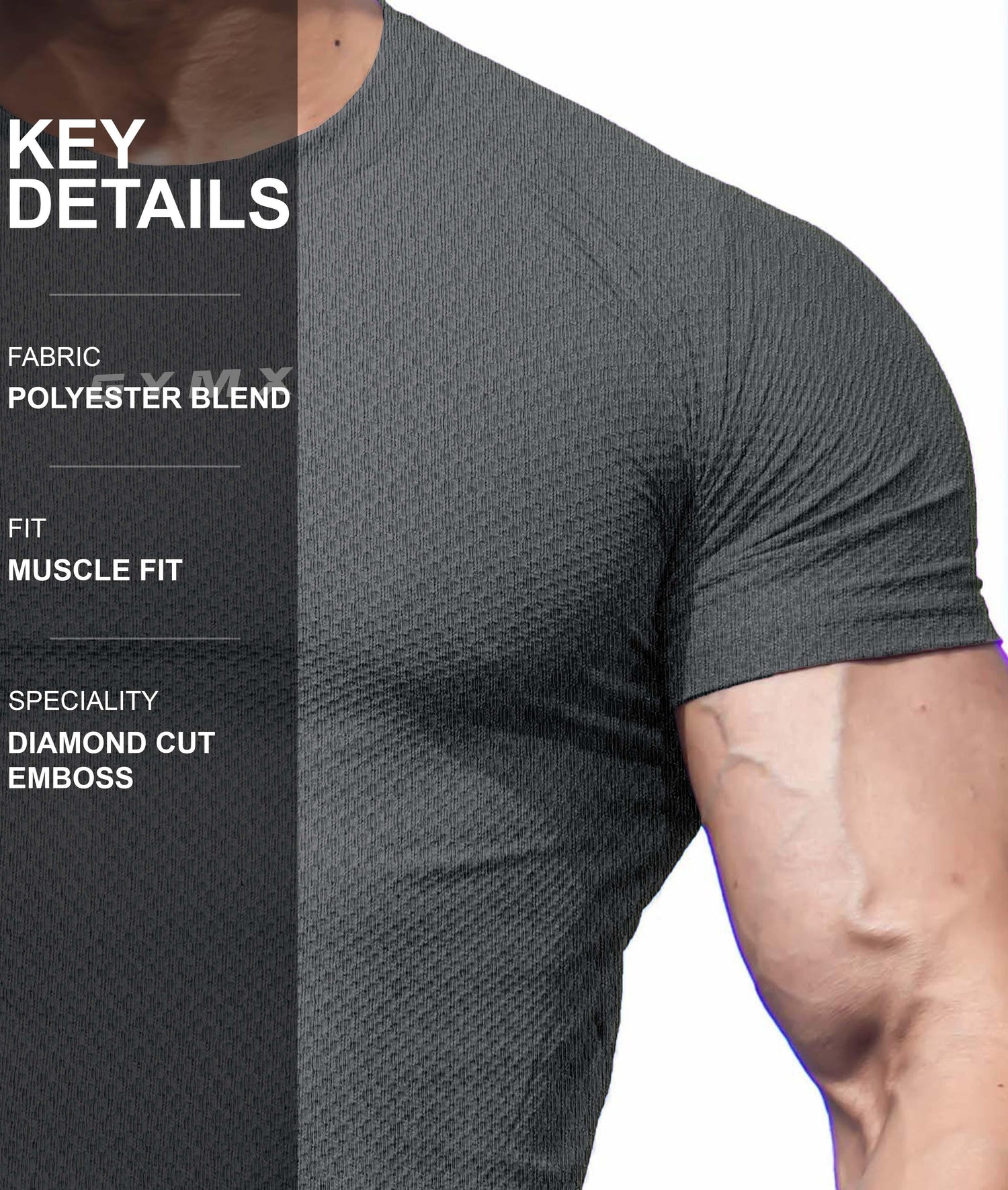 Diamond Cut GymX Tee: Shadow Grey - GymX