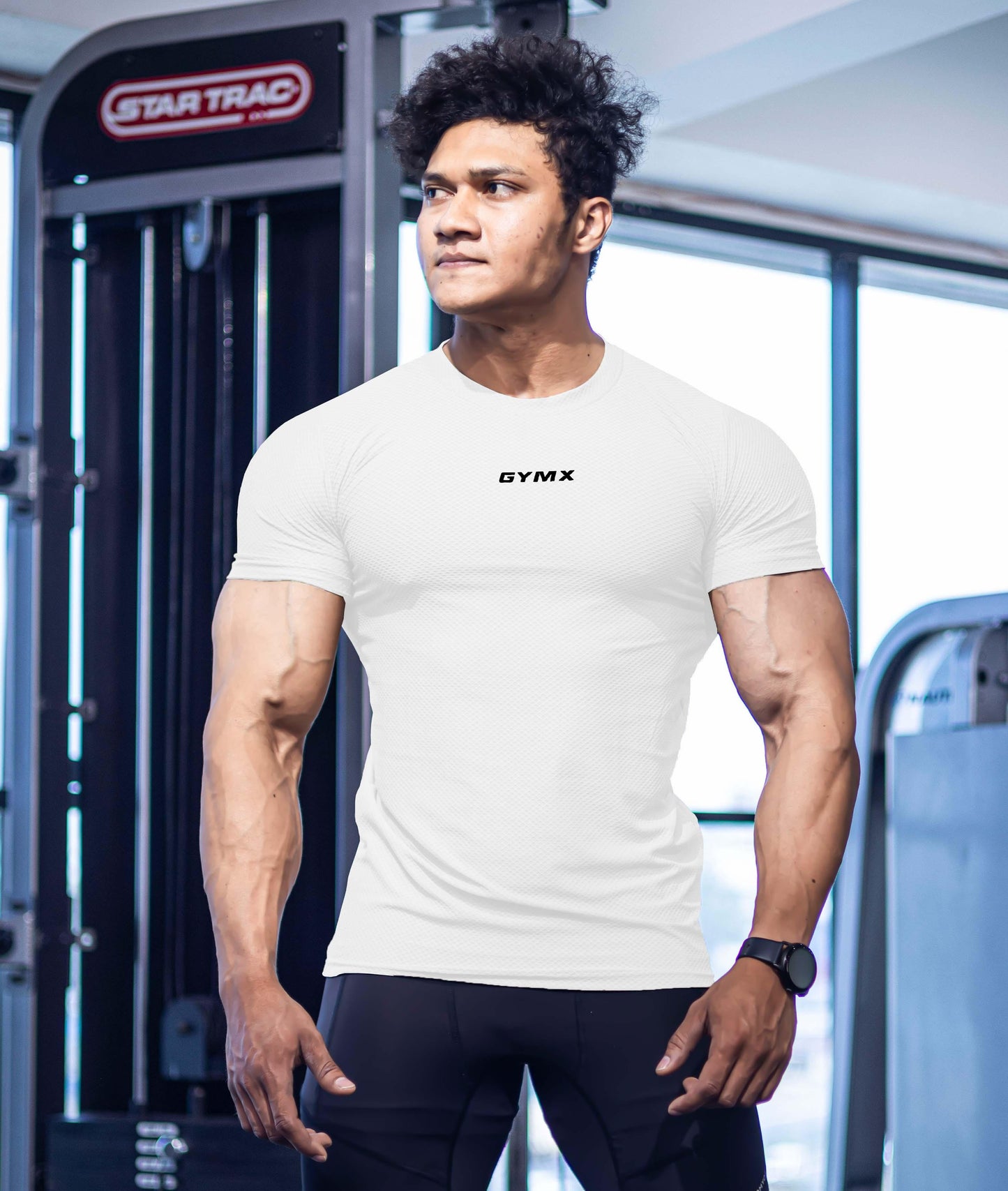 Diamond Cut GymX Tee; Frost White - GymX