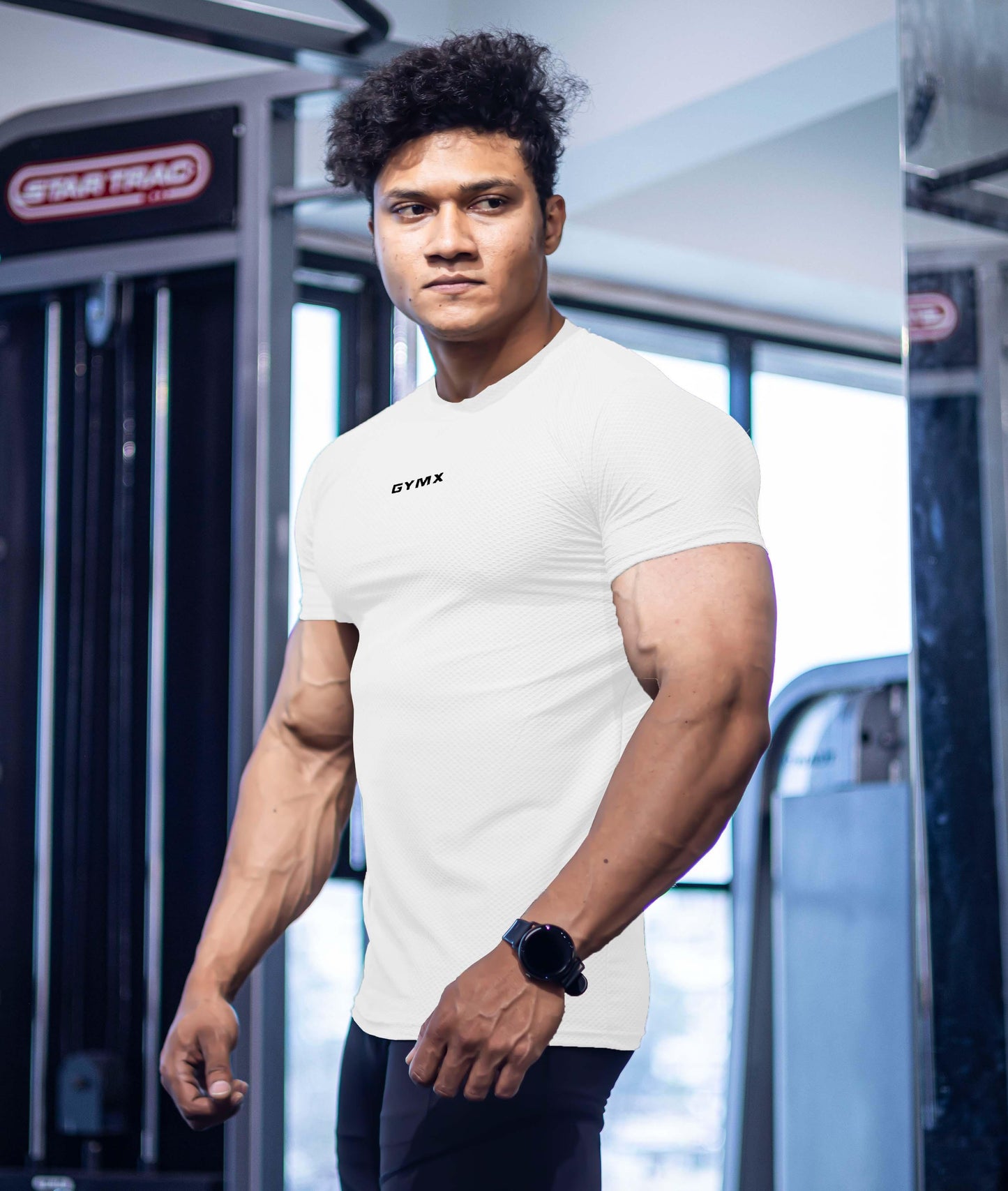 Diamond Cut GymX Tee; Frost White - GymX