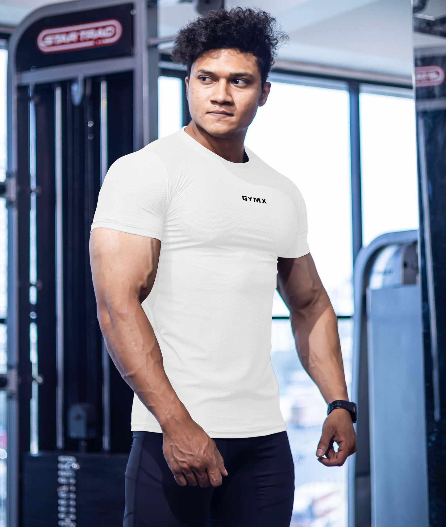 Diamond Cut GymX Tee; Frost White - GymX