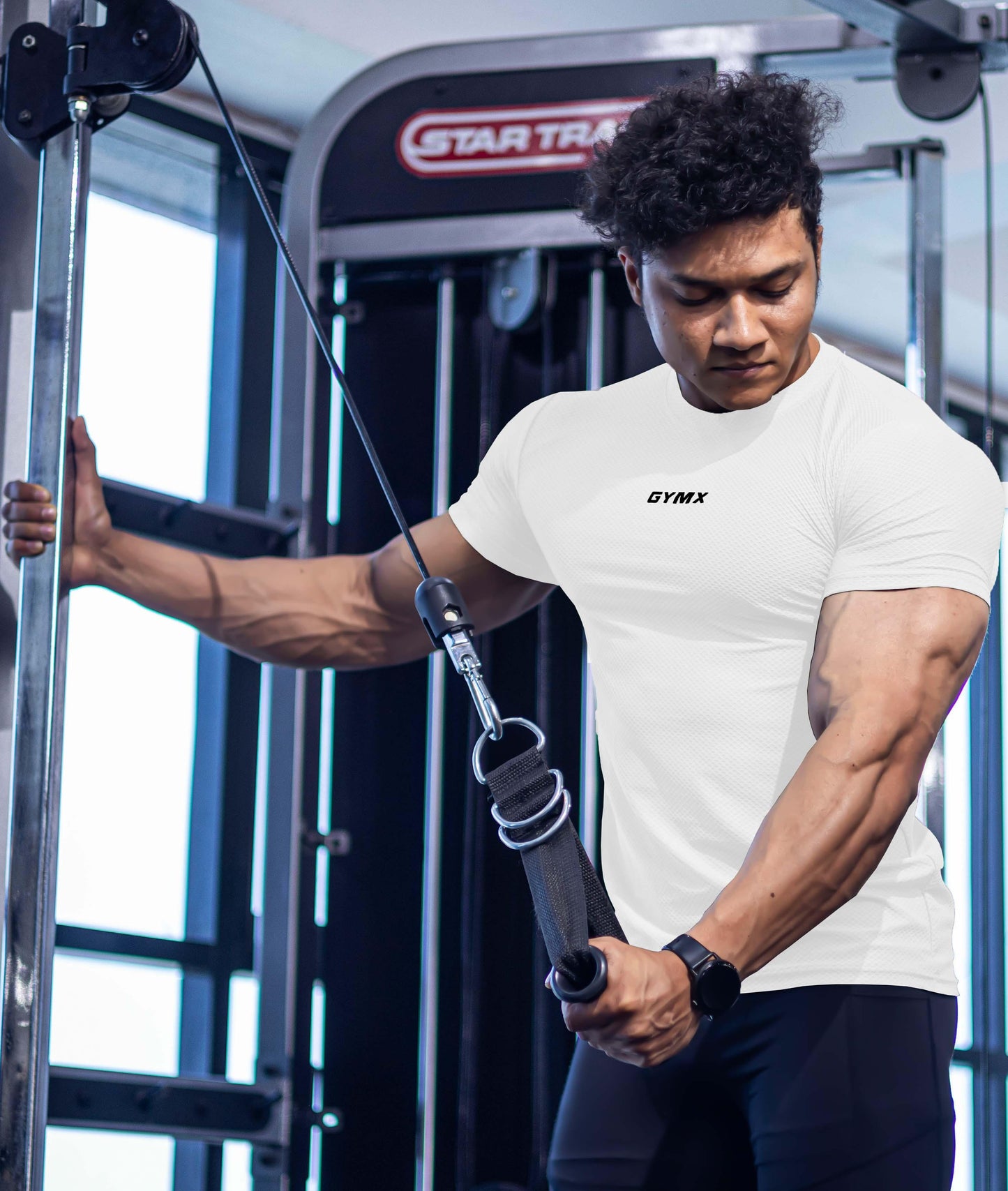 Diamond Cut GymX Tee; Frost White - GymX