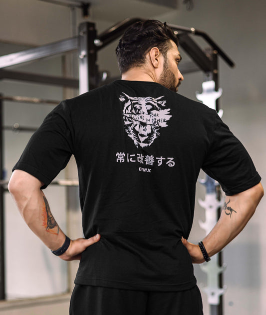 Believe In Your Power GymX Oversized T-shirt: Black