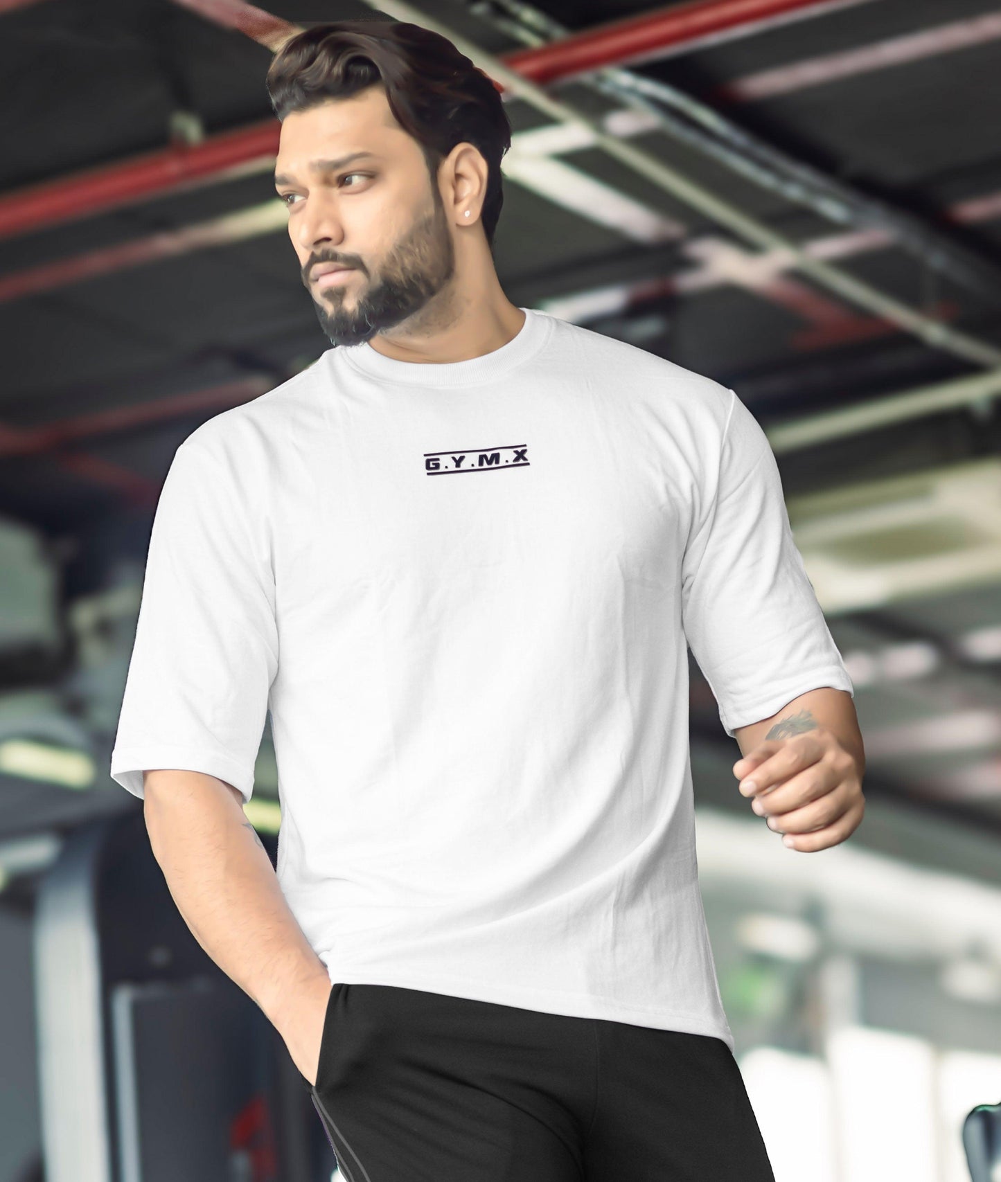 Emboss Oversize GymX Tee: White