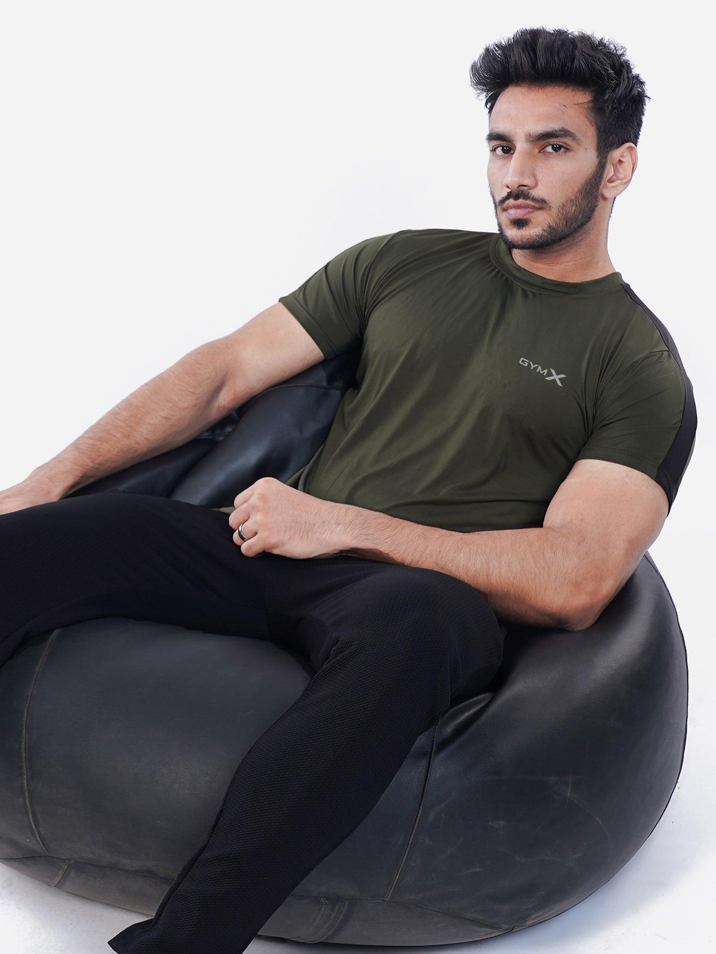 Olive Green GymX Panel Tee - Sale - GymX