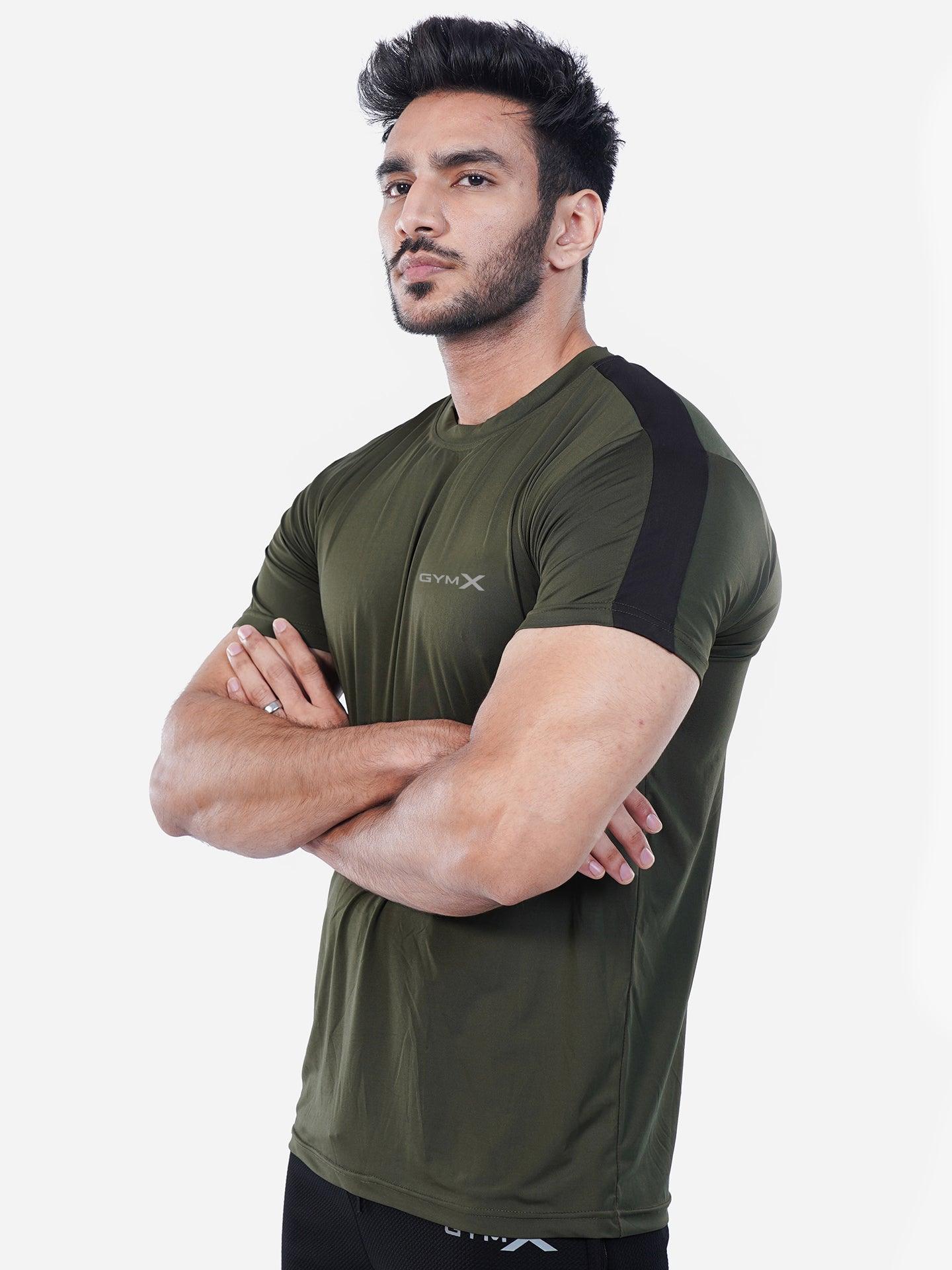 Olive Green GymX Panel Tee - Sale - GymX