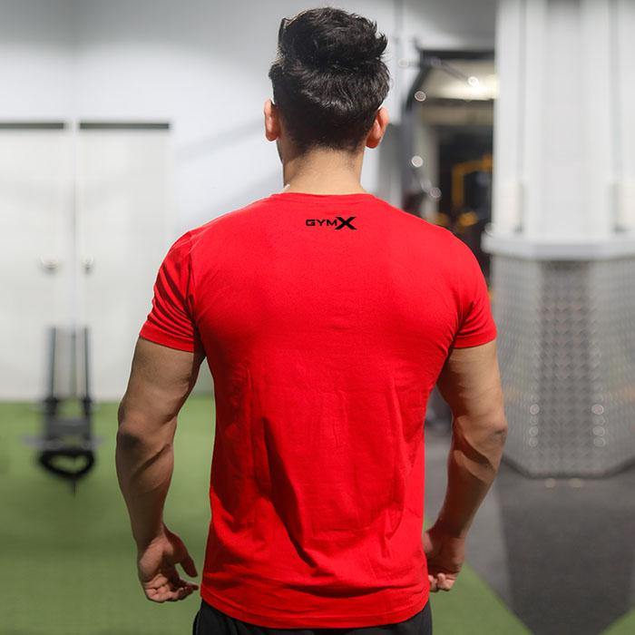 Ripped Blood Red Tee (4 way stretch) - GymX