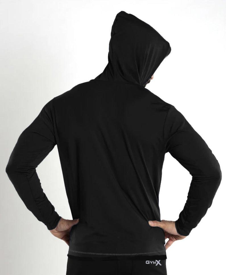 GymX Plain Black Hoodie (Grey line pattern) - Sale - GymX