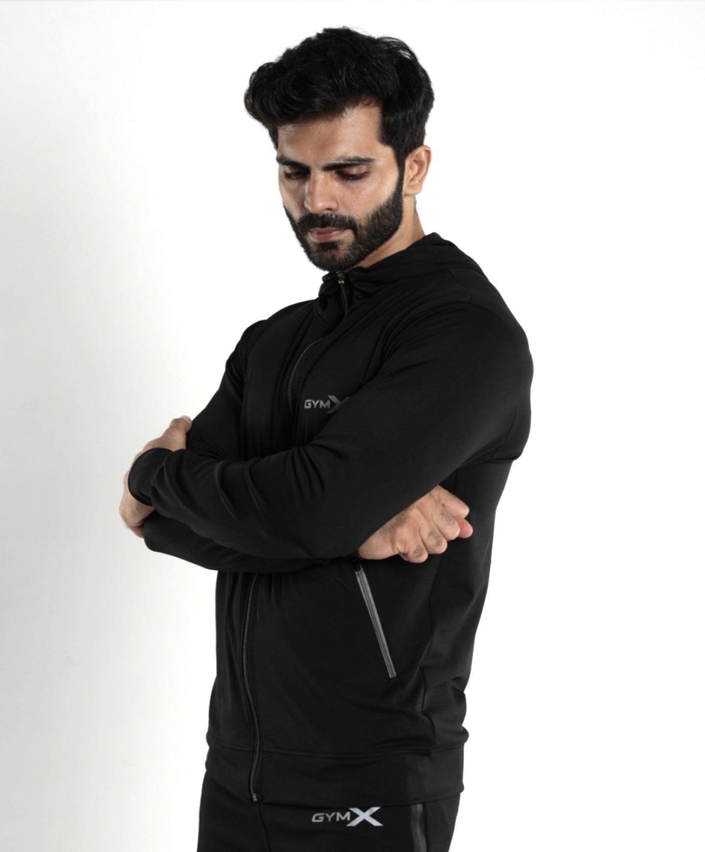 Lancer Muscle Fit Hoodie- Jet Black - Sale - GymX