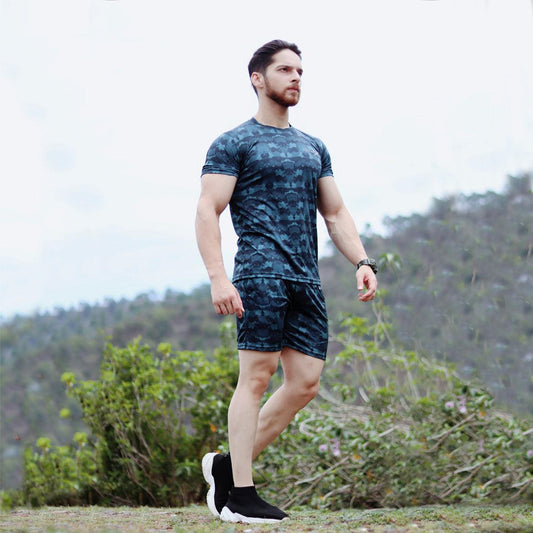 Space Blue Camo Shorts ( 4 way stretch) - Sale