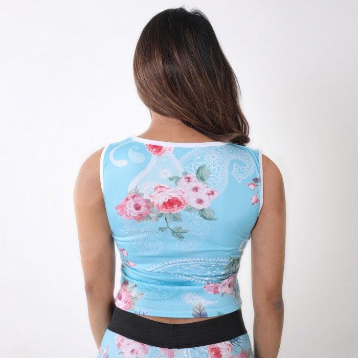 Floral Blue Short Top: Tropical Series- Sale - GymX