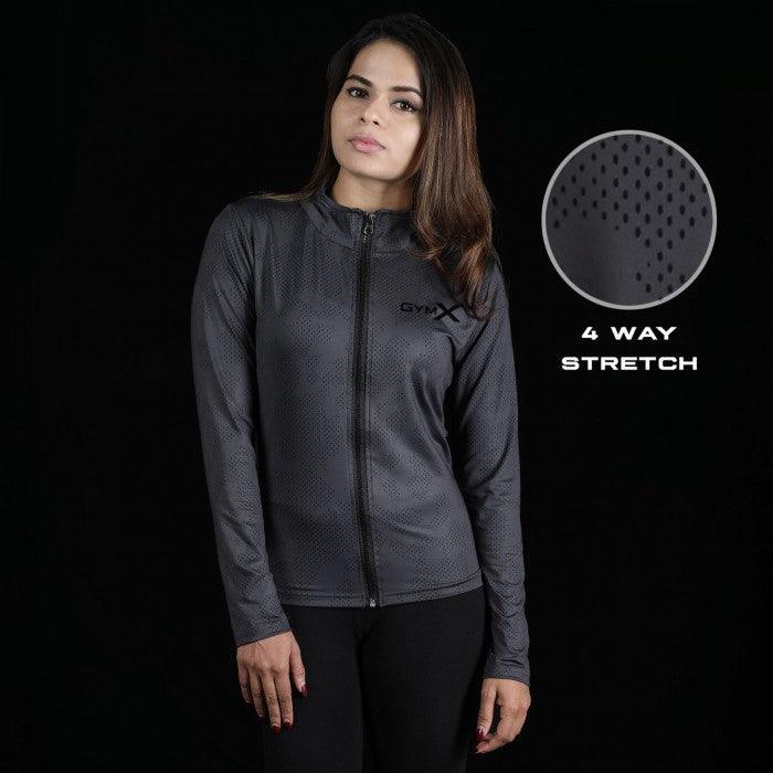 GymX Shadow Grey Full Zip Jacket- Athena Series- Sale - GymX