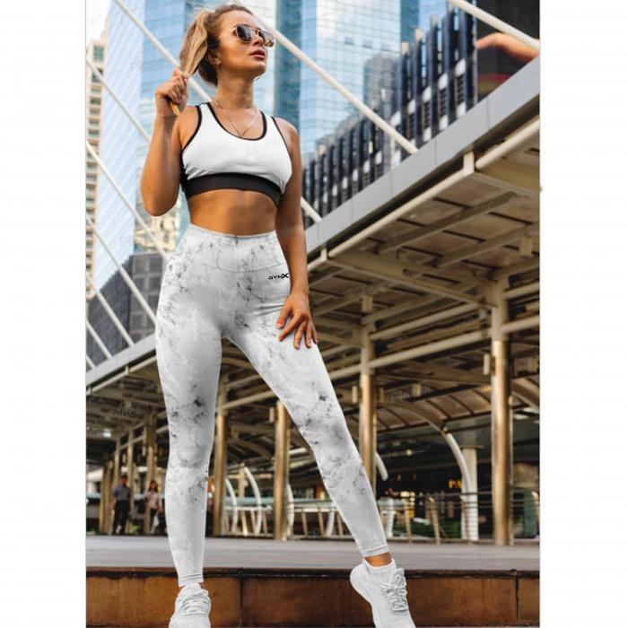 Marble White Leggings - GymX