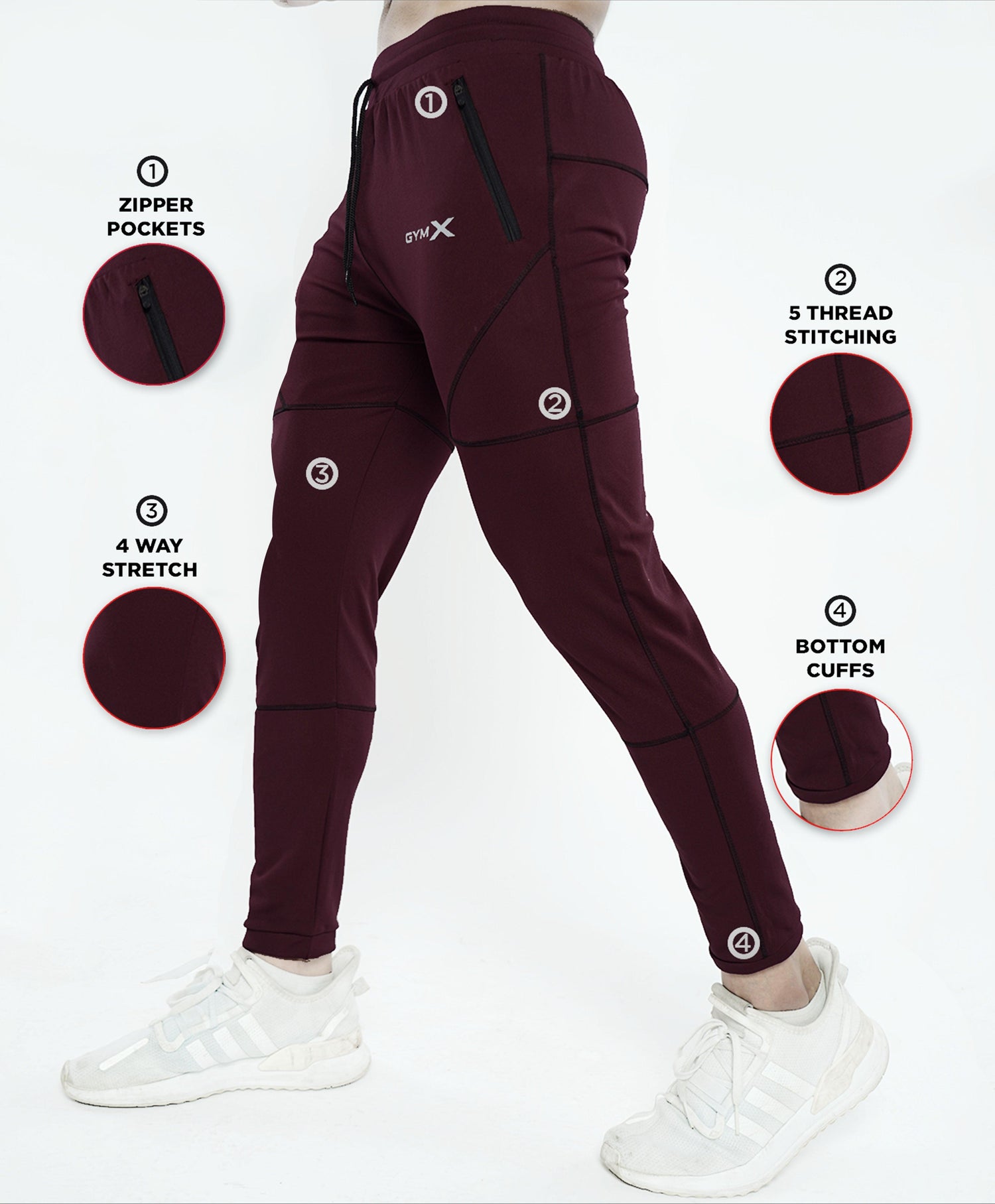 Sports Fitted Bottoms- Burgundy- Sale - GymX